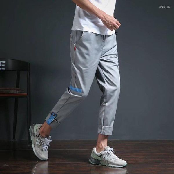 Calças masculinas Hip Hop Streetwear Splice Joggers Moda Masculino Casual Sorto Cargo Men calça as calças da cintura harém drak22