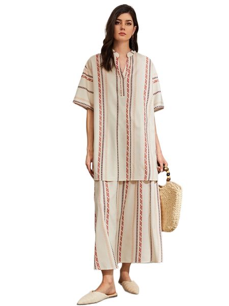 

g.eo print n.otch neck d.rop s.houlder & s.kirt set 52vo#, White