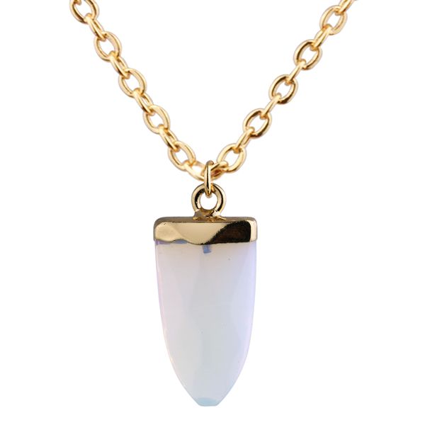 

opal section copper pendant necklace women jewelry, Silver