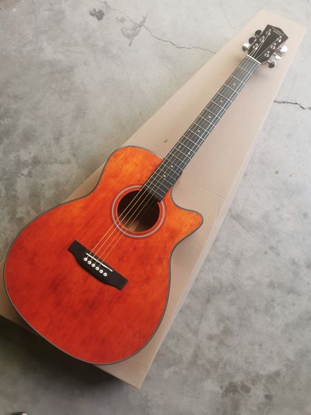 

ga barrel 40 inch transparent red color acoustic guitar