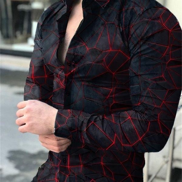 

spring autumn men fashion shirts turndown collar buttoned shirt mens casual digital printing long sleeve streetwear 220817, White;black