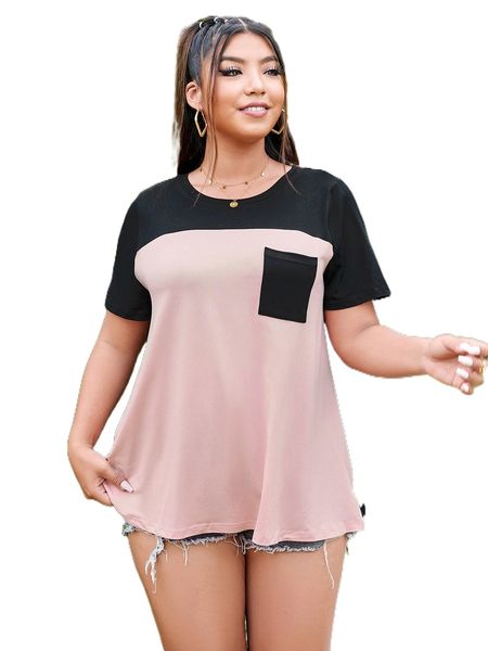 

plus two tone pocket patched tee g9ah#, Black