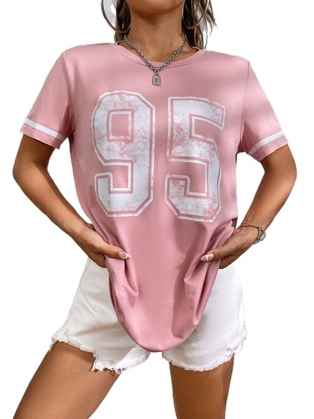 

number print round neck tee b6ye#, White