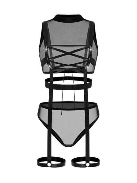 

3pack lace up front garter lingerie set 91zc#, Black;red