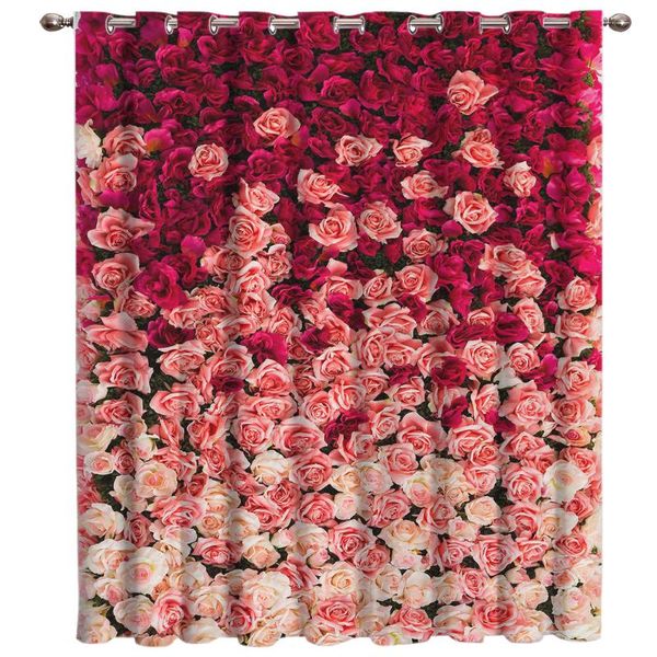 Cortina draxas de cortina cor de rosca vermelha rosa cortinas de sala grande janela haste viva quarto de cozinha decoração interna painéis swagcurtain