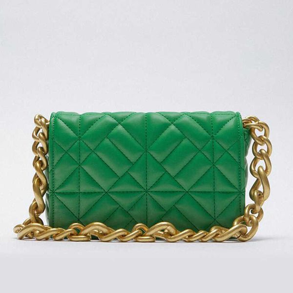 

ins chic laides green shoulder bag small flap women trendy 2021 gold metal chain soft pu handbags for women luxury bolso mujer