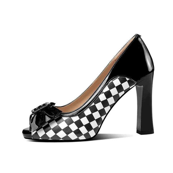 

sandals summer and autumn women's shoes round head thick high heels bowknot fish mouth lattice water platform spicy mom cool single v97, Black
