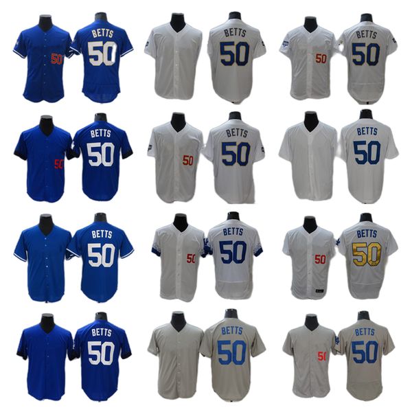 

los angeles's dodgers's new baseball jerseys 50 mookie betts blue white grey black jersey, Blue;black