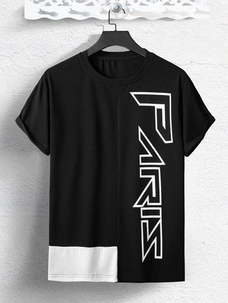 

men color block letter graphic tee v9pd#, White;black