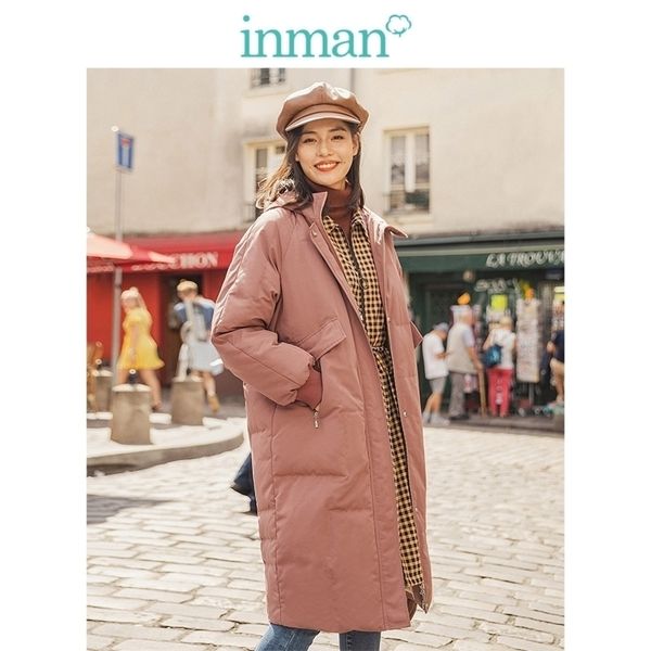 

winter solid hooded raglan sleeve warm women long down coat y201026, Black