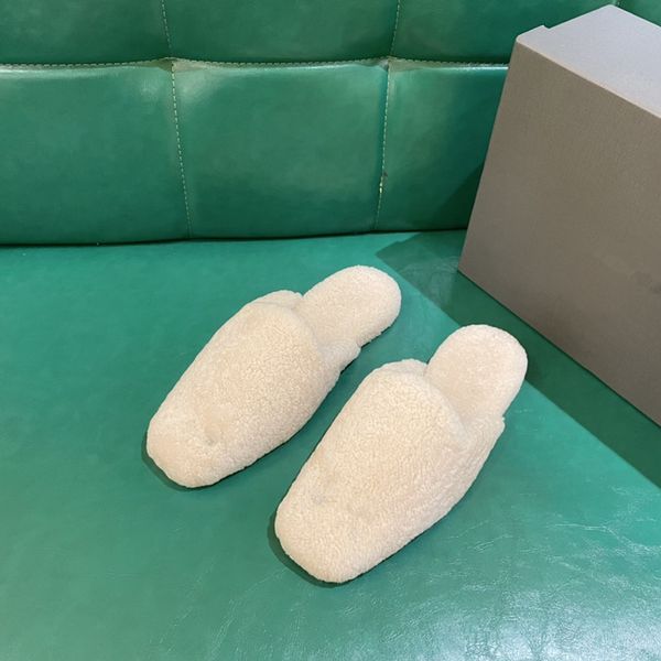 

2021 autumn winter pair of flat slippers women real sheep wool fashion genuine leather soles size 35-41, Black