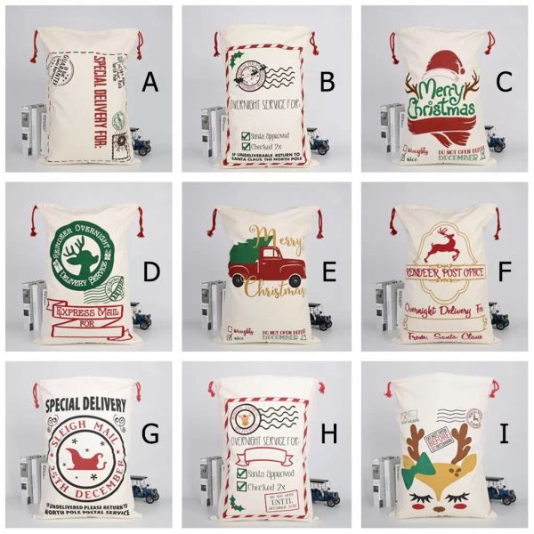 

christmas draw pocket candy bags santa sack bag jute gift bag drawstring canvas xmas stocking reindeer gift storage