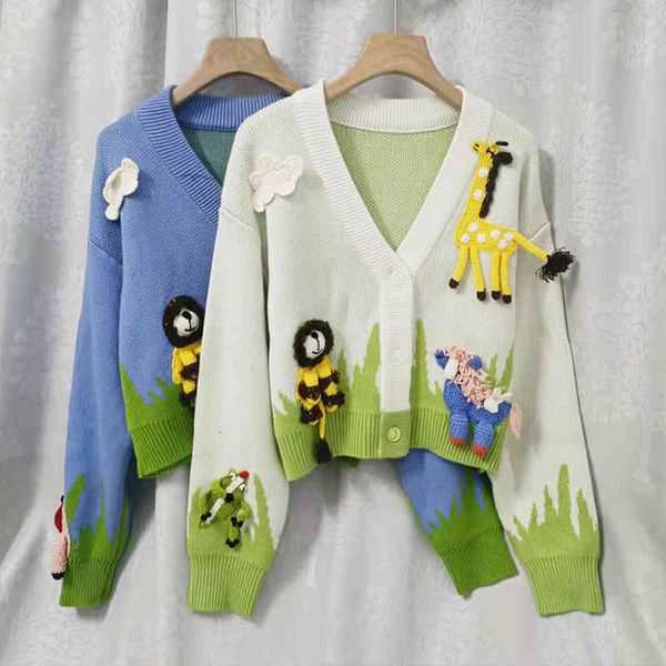 

women's sweaters high version angel early autumn v-neck loose lazy style blue cardigan sweater, White;black