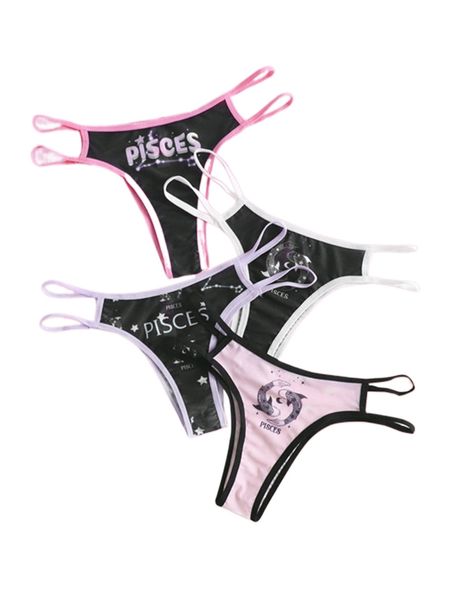 

romwe x whatsupdale starsalign pisces 4pack cut-out side panty a9q7#, Black;red