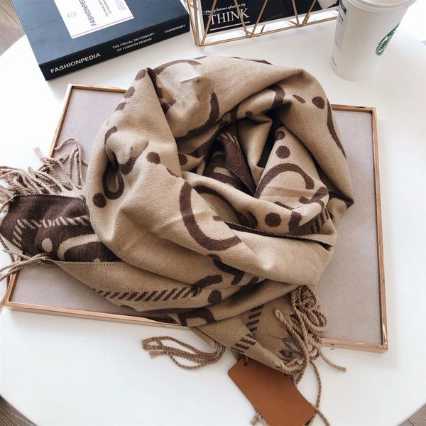 

2021 luxury winter cashmere scarf pashmina for women brand designers warm scarf fashion women imitate cashmere wool long shawl wra2981, Blue;gray