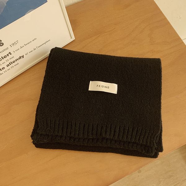 

winter solid color korean style knitted woolen scarf scarf, Blue;gray