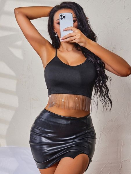 

sxy fringe hem crop cami r53d#, White