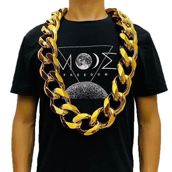 

chains fake big gold chain men domineering hip-hop gothic christmas gift plastic performance props local nouveau riche jewelry, Silver