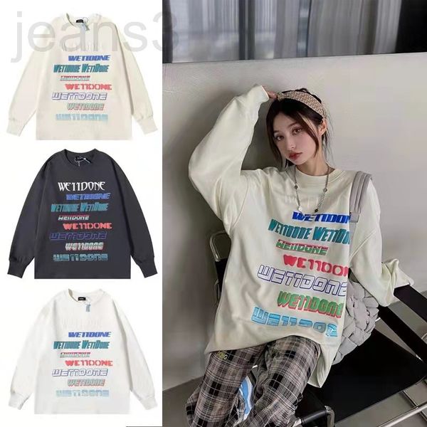 

women's hoodies & sweatshirts designer we11done 22 autumn and winter new color letter bullet screen sweater for women loose long sleeve, Black