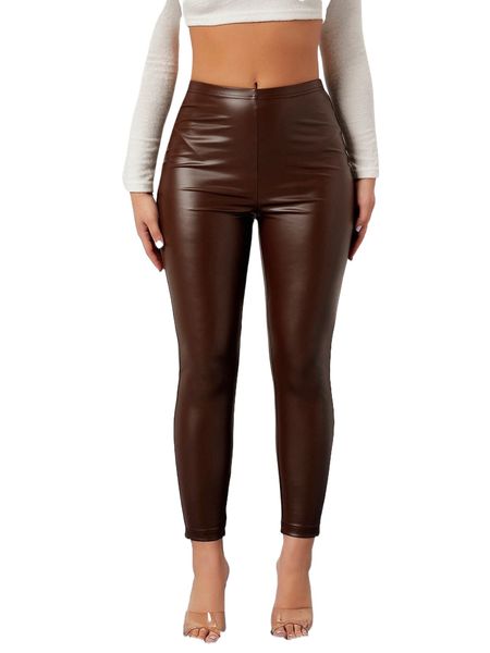 

sxy solid pu leather leggings r0y2#, White;black