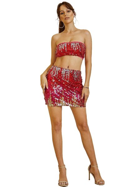 

unique21 mini sequin skirt p8gf#, Black