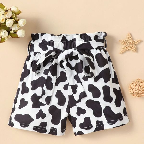 

baby cow print paperbag waist belted shorts she, Black