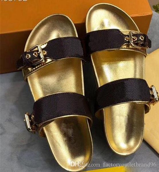 

new5 flat heeled slippers causal slippers tian /blooms men women gold start print slide sandals outdoor beach flip flops cit lvity, Black