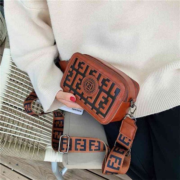 

72% factory online sale small female double zipper camera bag wide shoulder strap single shoulder bag