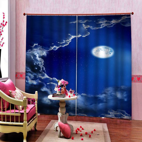 Blackout Curtain HD Printing Night Sky Window 3D Занавески для гостиной спальня Отель затемненные интерьер Cortina Blackout