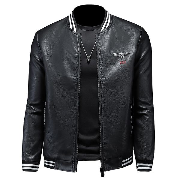 Men Slim Fit Borderys Leather Jackets Oblíquo Zipper Jaquetas de Motocicletas Men Motão Biker PU Coats de couro PLUS TAMANHO S4XL 220816