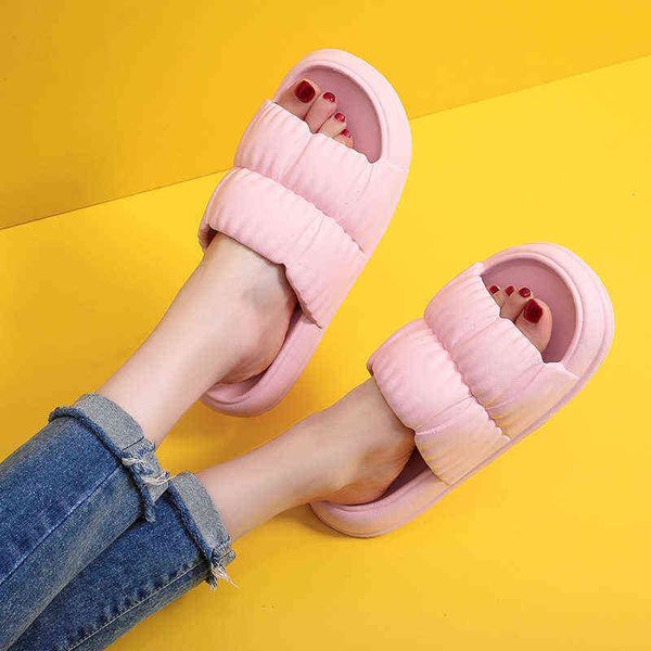 

2022 women slippers couple sandals beach slides cloud slippers flip flops colorful thick sole indoor bathroom non-slip shoes t220728, Black