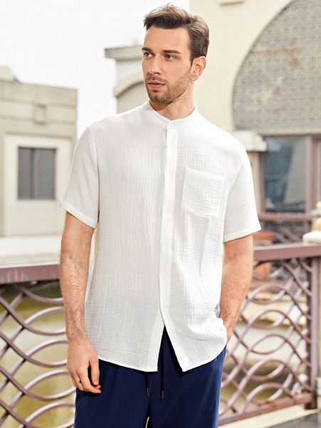 

men pocket patched shirt q79x#, White;black