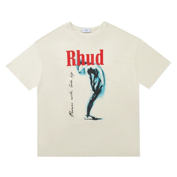 

fashion designer tshirt rhud character art letter print men's and women's casual loose short-sleeved couple round-neck t-shirt sum, White;black