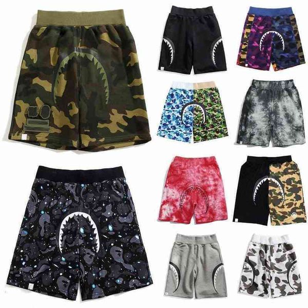 

men's shorts sell mens shorts sports pants womens bathing ape sweatpants summer camouflage short pant fashion letter luminous shark hea, White;black