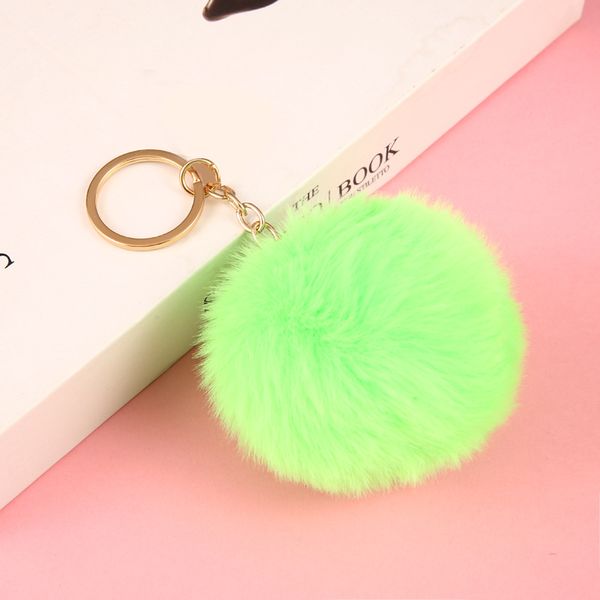 8cm Pompom Bag Keychain Rings Marca Car keyring Gold Color Key Key Pompons Fake Faux Rabbit Fur Chain Diy Pom Pom Poms