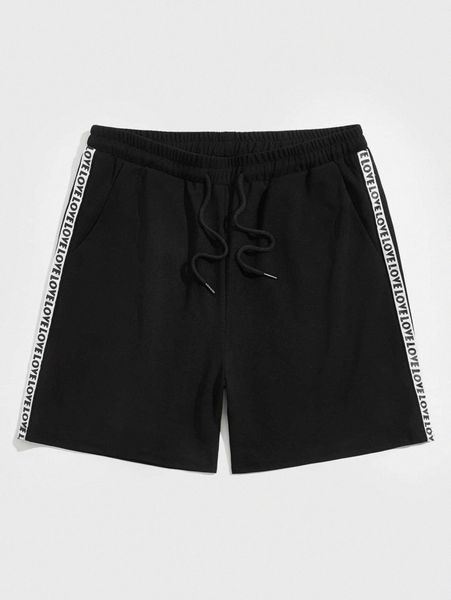 

romwe guys letter side striped drawstring shorts y8iy#, White;black