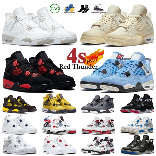 

jordns 4s men women basketball shoes sail red thunder 4 bubble gum bred patent chicago mocha shattered backboard rebellionaire, Black