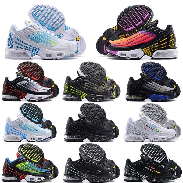 

2022 newstyle toddler kids tn3 shoes breathable rainbow mesh running sneakers tns iii cushion children pour enfants athletic sports plus tra, Black