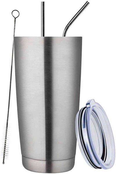 

20oz tumbler cup double wall vacuum insulated travel mug bulk stainless steel with lid and straw, durable powder coated coffee cups 04222