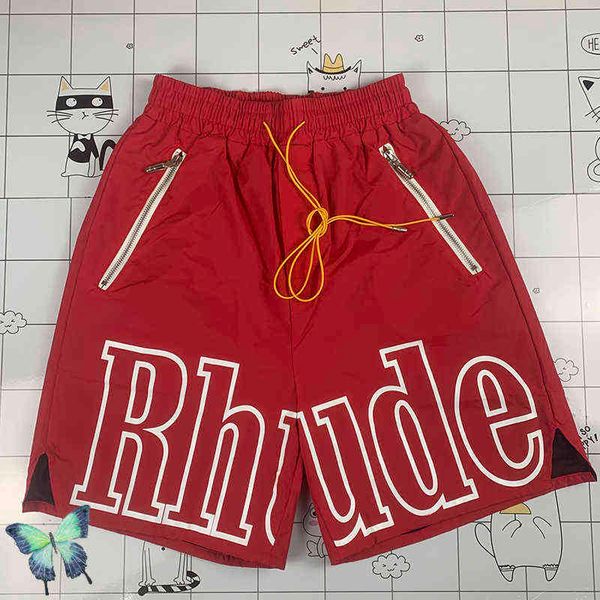 

big elastics long string rhude 23ss new mesh fabric patchwork high street shorts sports training beach pants a5da, White;black