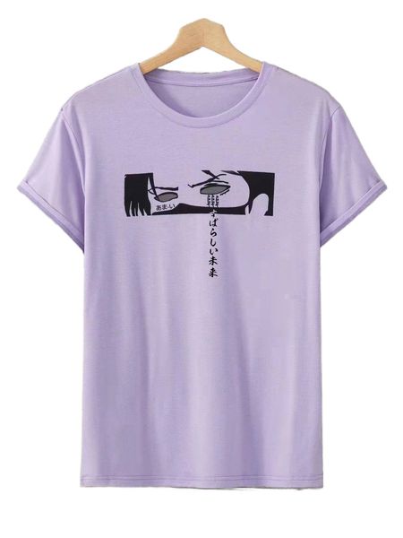 

men japanese letter & figure graphic tee i5w5#, White;black