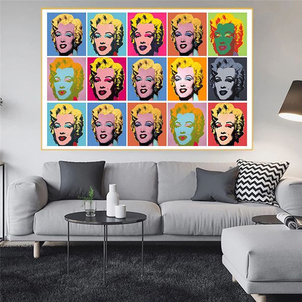 Klassische Figur, bunte Leinwandgemälde, berühmte Andy Warhol-Poster und Drucke, Wandkunstbild für Wohnzimmer, Heimdekoration