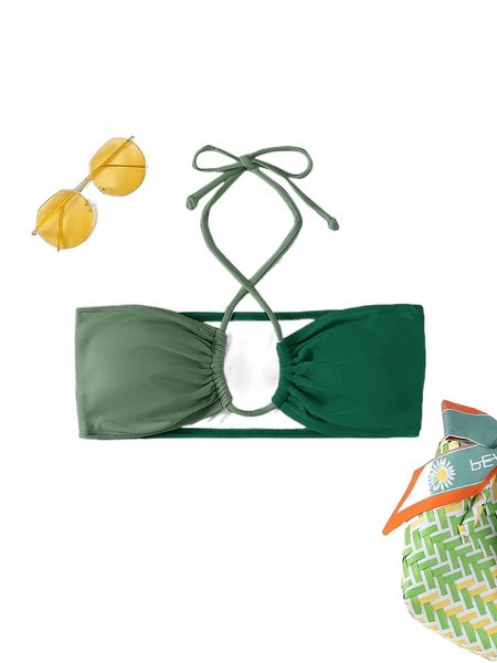 

two tone halter neck bikini p2ui#, White;black