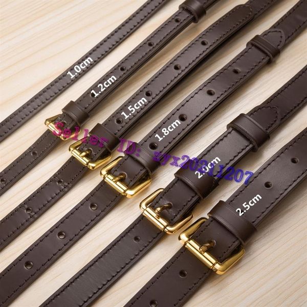

grade bag strap smooth coffee genuine calfskin shoulder belt replacement substitute for women handbag lady designer messenger 294r, Black