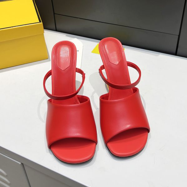 

ladies slippers calfskin new sandals europe and america metal individual shaped heels fashion high heels catwalk shoes luxury designer shoe, Black