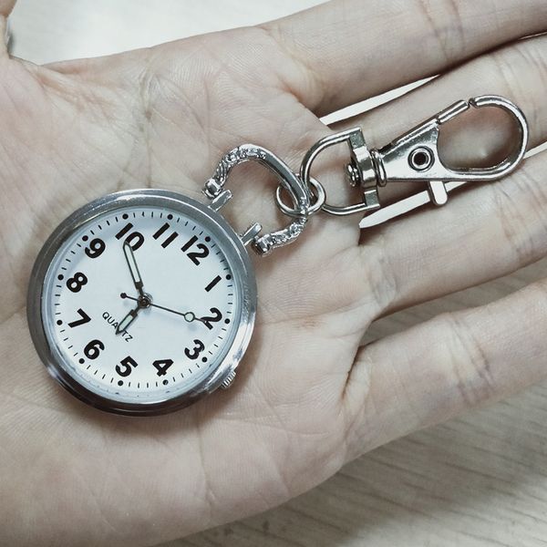 

10pcs mute simple portable mini keychain watch-1-2-6, Slivery;golden