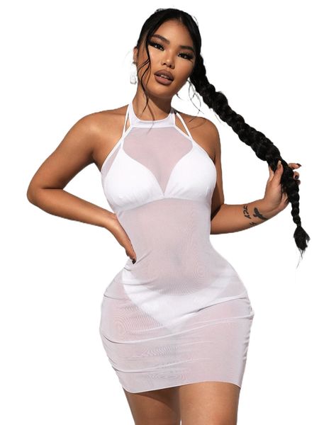 

3pack halter triangle bikini swimsuit & cover up m4rt#, White;black