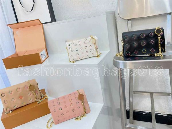 

m81693 pochette coussin chain bag colorful flower monograms lambskin handbag women luxurys shoulder purse clutch bags crossbody