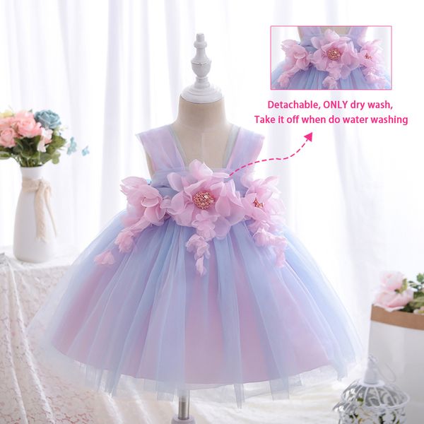 Yoliyolei Sling Baby Girl Kinder Kleider Blumenkugelkleider Tulle Casual Wedding Party Kinder Kleidung für 1-4y 220426