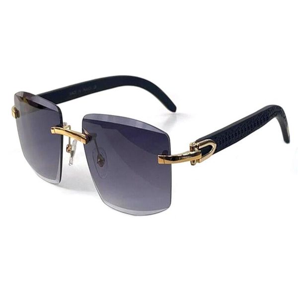 

new fashion design sunglasses 81880122 square frame rimless wooden temples simple and popular style uv400 protection eyewear q260y, White;black